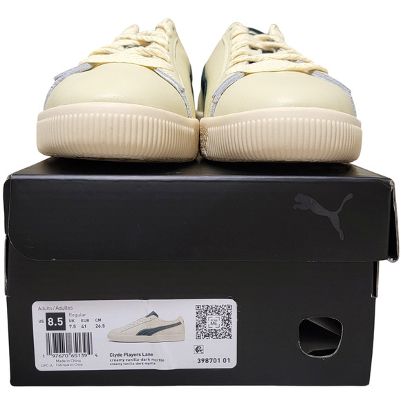 Puma Clyde Players Lane Men Sneakers Size US 8.5 Creamy Vanilla Dark Myrtle main image 5